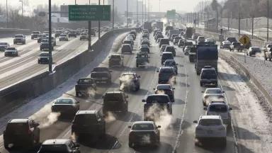 Traffic on Interstate Highway 25 in Denver, Colorado on December 6, 2013.