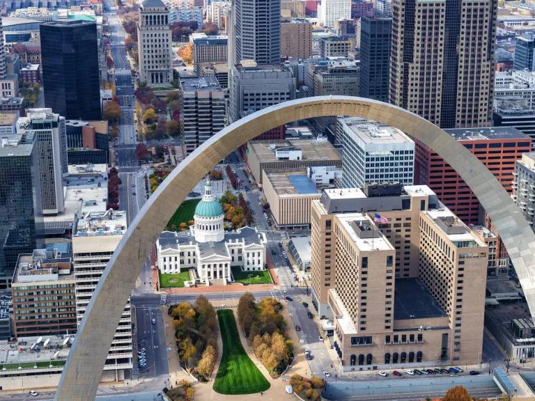 An aerial view of St. Louis, Missouri